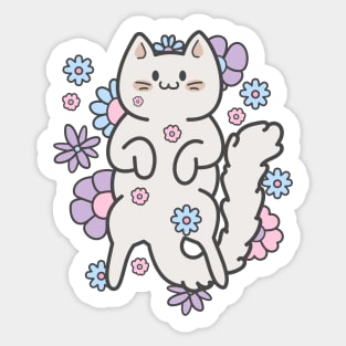 cute cat with flowers Sticker